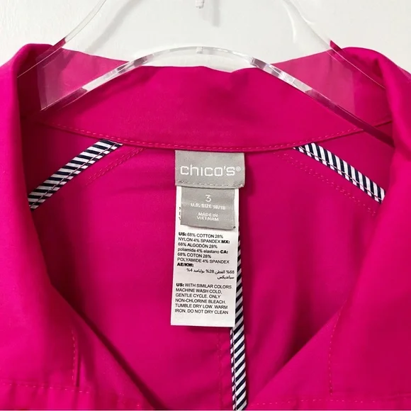 Chicos | Hot Pink Snap Front Jacket 3 - Picture 4 of 4